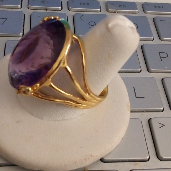 Gorgeous 40ct natural African unenhanced amethyst cocktail ring Size 8.25 💜 - Picture 4 of 6